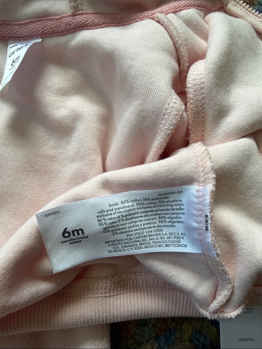 Carter's Baby Girl Terry Light Pink Hooded Two-Piece Track Suit Set size 6 month - Picture 4 of 4